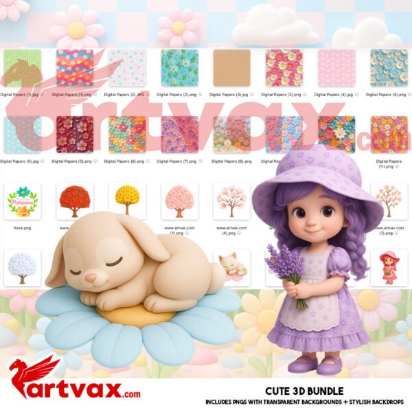 3D Spring Clipart Bundle