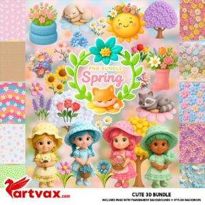 3D Spring Clipart Bundle