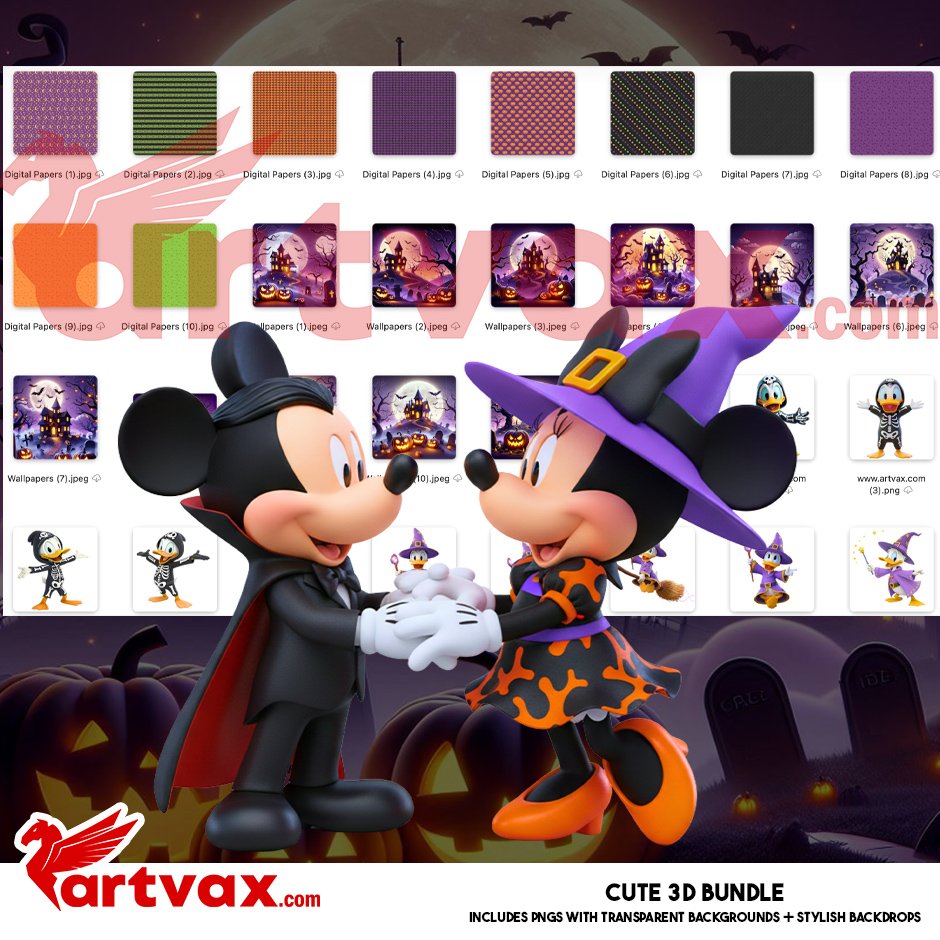 Mickey and Minnie Halloween Clipart