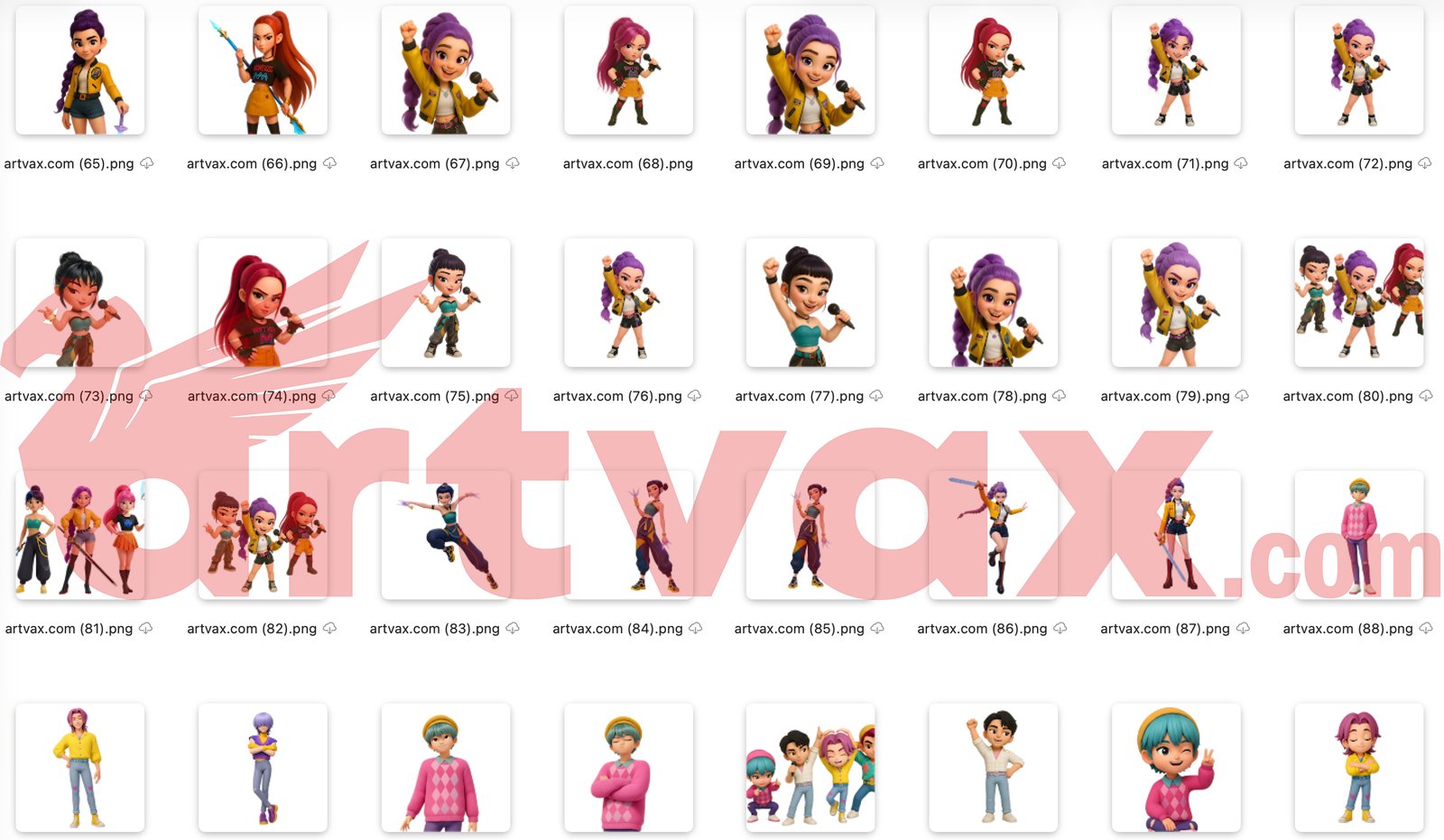 KPop Demon Hunters Clipart | Cute 3D Anime Style PNGs | Digital Download | Birthday Party Decor | Gamer & Music Art - Image 7