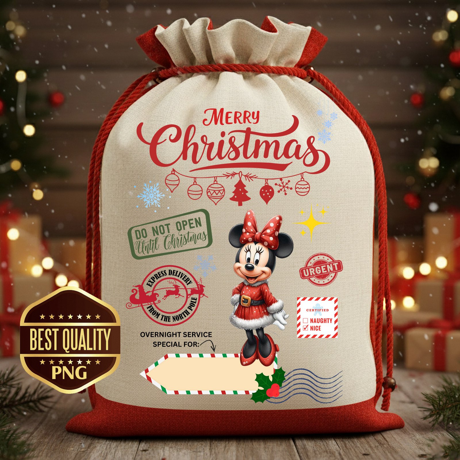 Minnie Mouse Santa Sack PNG