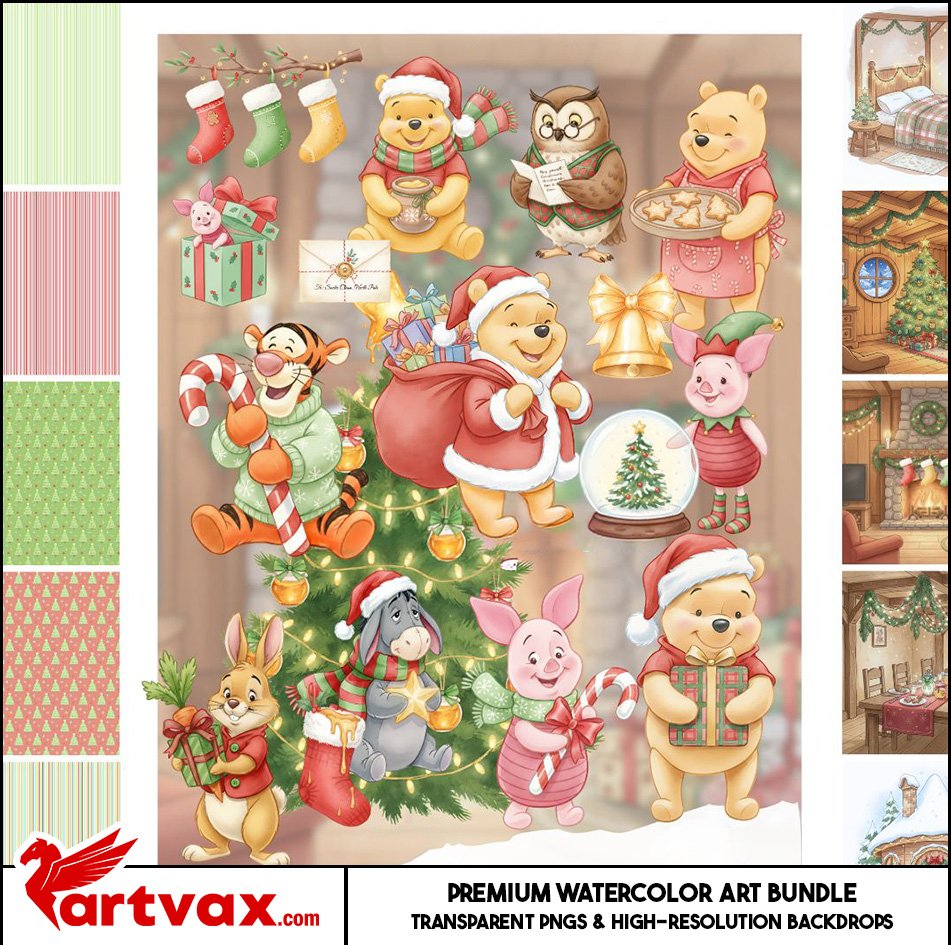 Winnie The Pooh Christmas Clipart