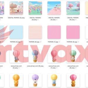 3D Hot Air Balloon Animals PNG Bundle