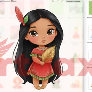 Watercolor Princess Christmas Clipart