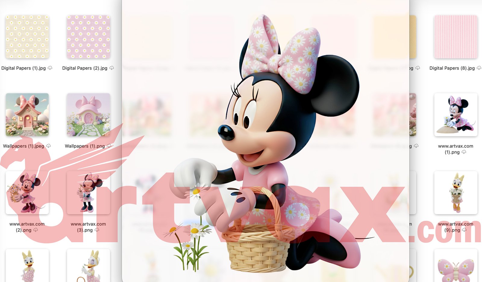 Minnie Mouse Daisy Clipart | Pink Daisy Garden PNGs | Digital Download | Birthday Party Decor & Baby Shower Art - Image 2