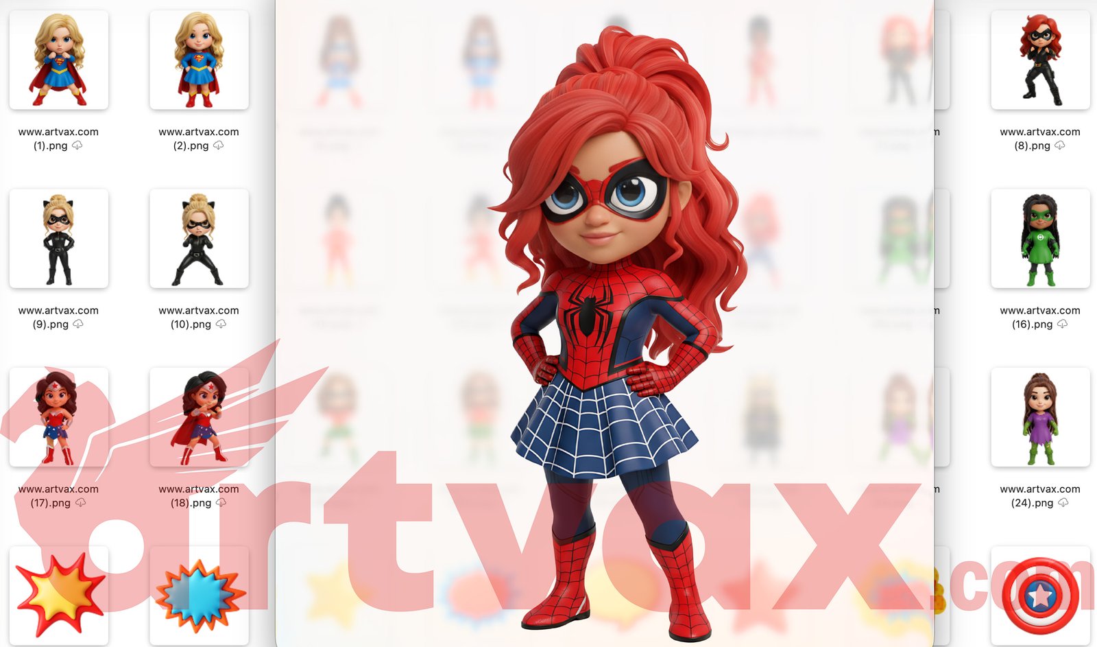 Super Girls Clipart Bundle | 3D Female Superhero PNGs | Digital Download | Birthday Party Decor & Hero Sublimation - Image 2