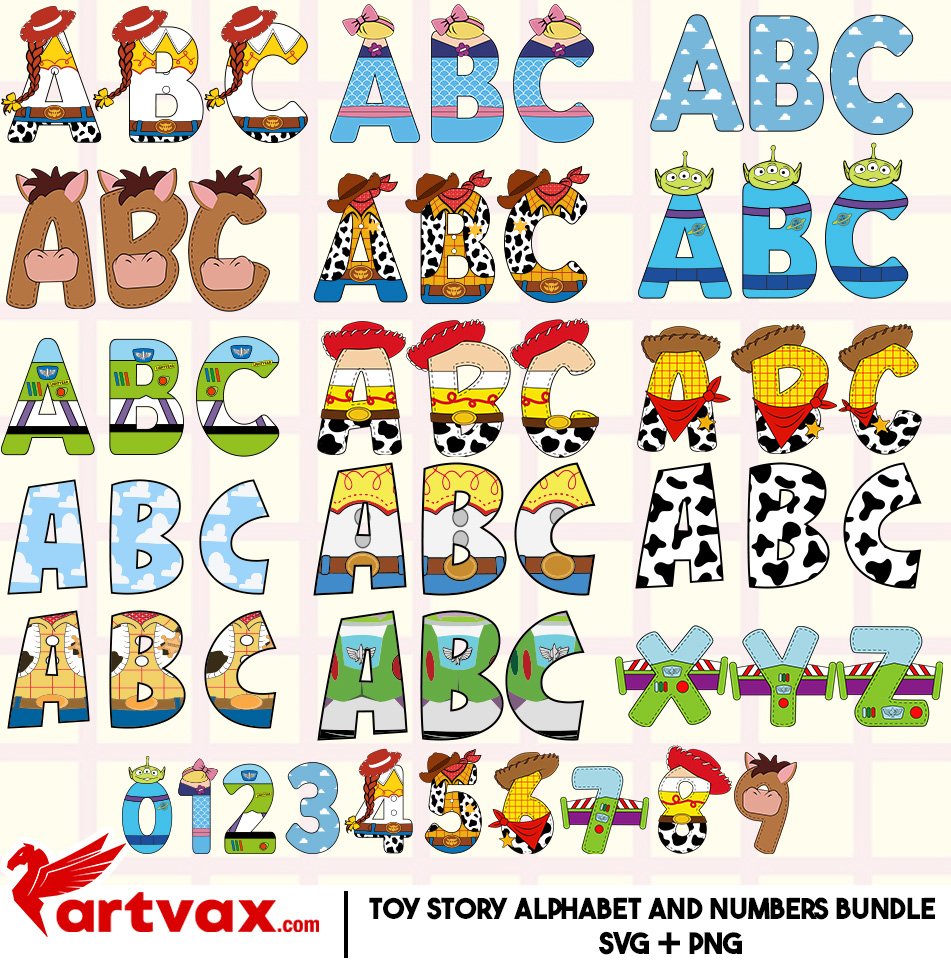Toy Story Alphabet SVG PNG Bundle