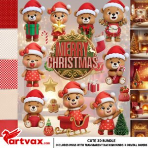 Christmas Bear Clipart Bundle