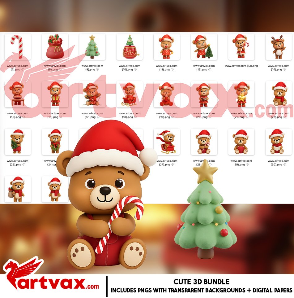 Christmas Bear Clipart Bundle