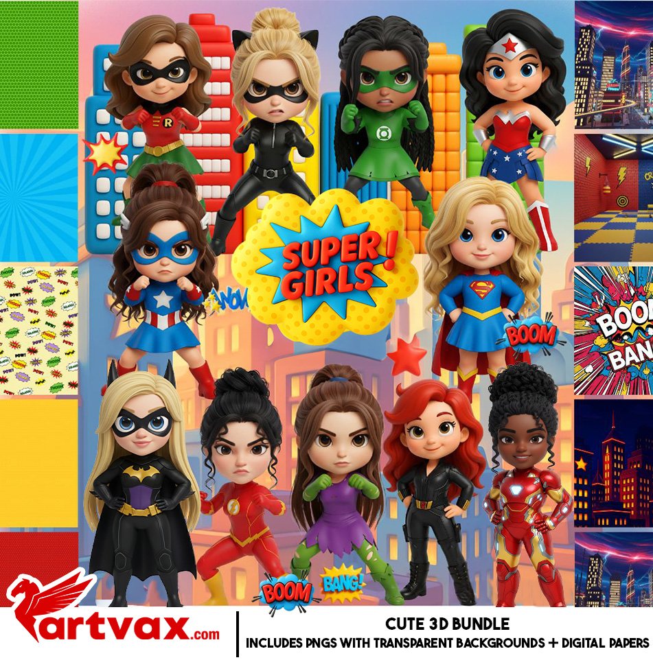 Super Girls Clipart Bundle