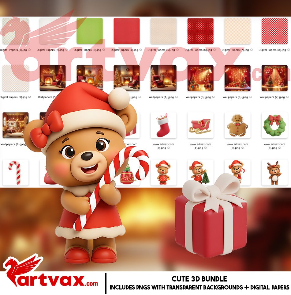 Christmas Bear Clipart Bundle
