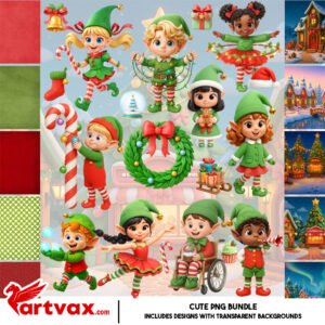 Christmas Elf Clipart Bundle