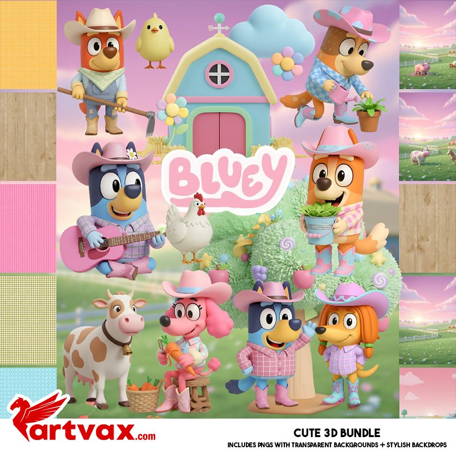 Bluey Cowgirl Clipart Bundle
