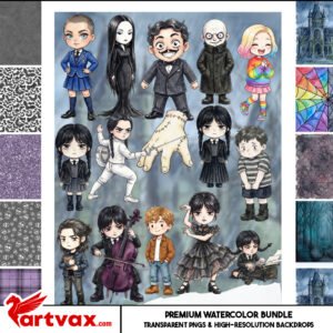 Wednesday Addams Family Clipart Bundle