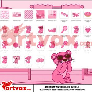 Baby Pink Panther Clipart Bundle