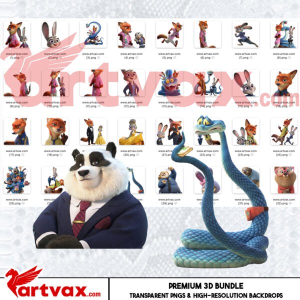 Zootopia 2 Clipart Bundle, Judy Hopps Nick Wilde 3D PNG, Gary Snake ...