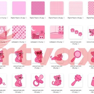 Baby Pink Panther Clipart Bundle