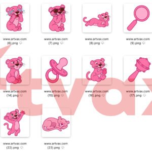 Baby Pink Panther Clipart Bundle