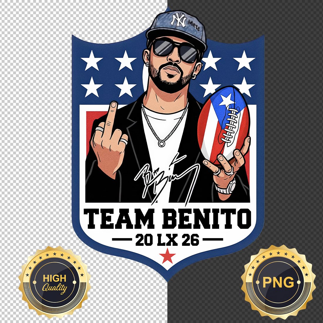 Team Benito Super Bowl LX PNG, Game day png, Bad Bunny NFL Super Bowl 2026 PNG - Image 2