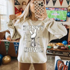 Bunny Bowl PNG | Distressed Football Bunny Ears Sublimation | Retro Sports Trophy Shirt Art | Easter Game Day Clipart | Vintage Football Bunny Digital Download