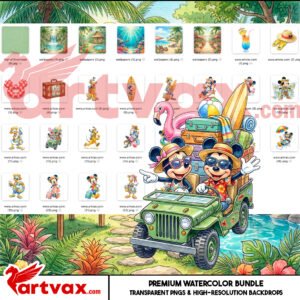 Disney Summer Vacation Watercolor PNG