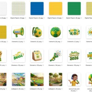 Alternative view of Brazil 2026 World Cup PNG Bundle | Chibi Soccer Fans Clipart | Torcida Kids Football Sublimation | Vai Brasil Soccer Stickers | E Gol Celebration Digital Download | 300 DPI Transparent PNGs