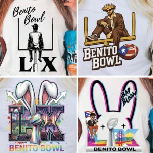 Benito Bowl LX 2026 PNG Bundle | Latin Artist Football Half-Time Clipart | Big Game 60 Benito Bowl Sublimation | Retro Urban Artist Football Graphic | Instant Digital Download