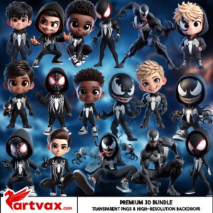 Venom and Miles Morales 3D PNG Bundle
