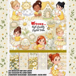 Watercolor Daisy Garden PNG Bundle