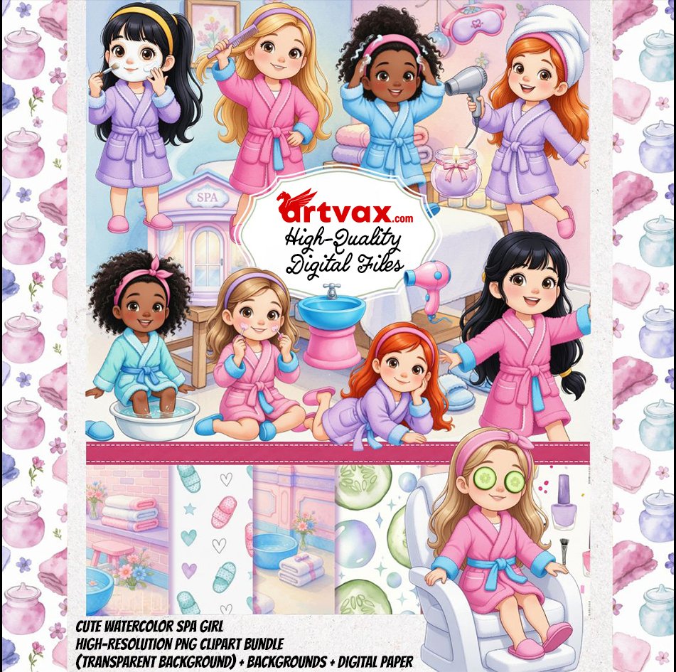 Cute Spa Girl PNG Bundle