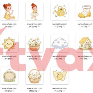 Watercolor Daisy Garden PNG Bundle