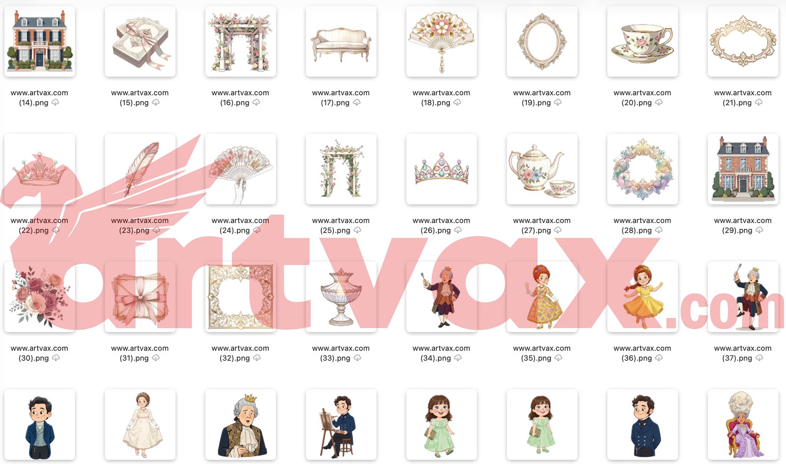 Cute Watercolor Regency Clipart Bundle