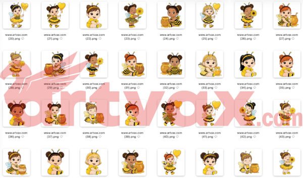Bee Clipart Bundle PNG | Watercolor Bumblebee Baby Girl | Honey Bee ...