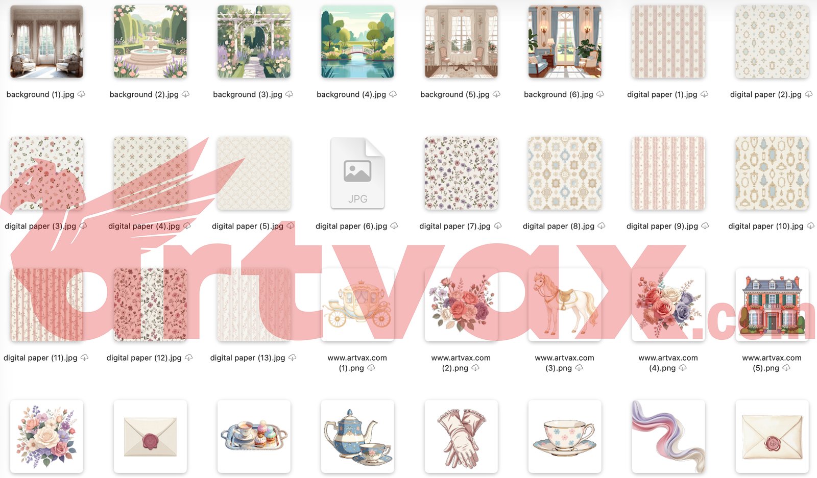 Cute Watercolor Regency Clipart Bundle