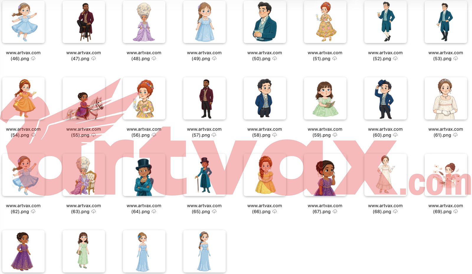 Cute Watercolor Regency Clipart Bundle