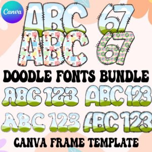 Doodle Fonts Canva Frame Bundle