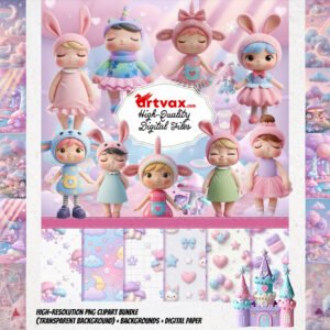 3D Pastel Cute Girls PNG Bundle