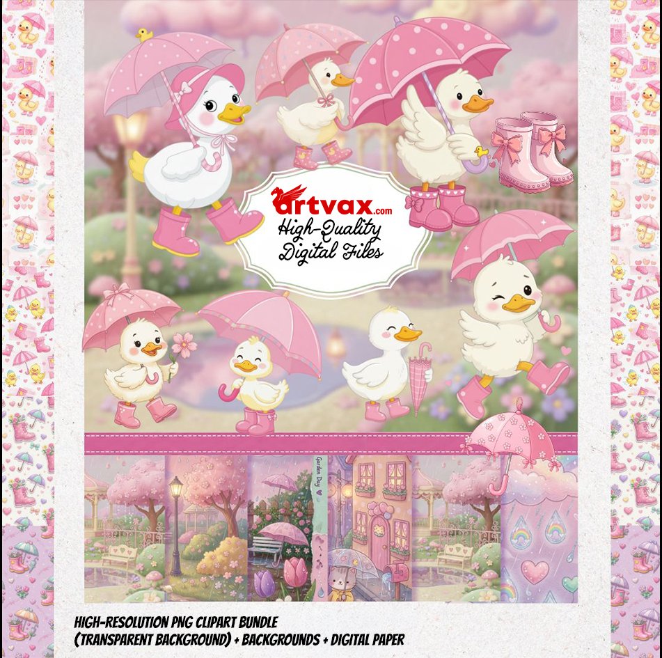 Pink Duckling PNG Bundle
