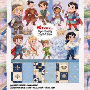 Watercolor Royal Princes PNG Bundle
