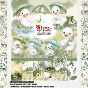 Watercolor Duckling PNG Bundle