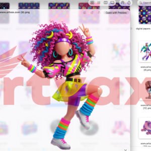 3D 80s Disco Party PNG Bundle