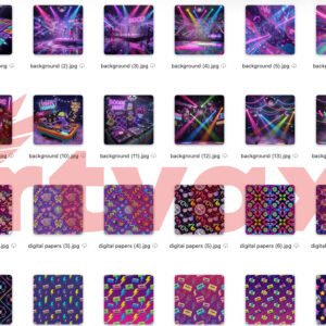 3D 80s Disco Party PNG Bundle