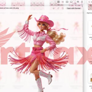 3D Pink Cowboy Doll PNG Bundle