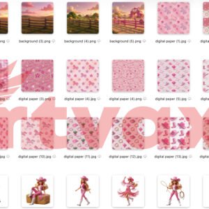 3D Pink Cowboy Doll PNG Bundle