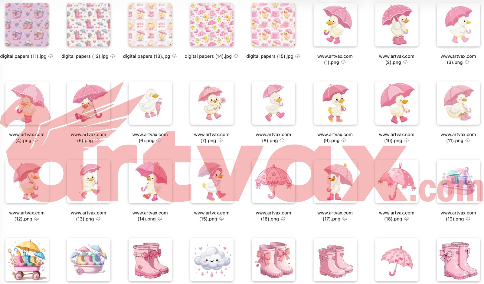 Pink Duckling PNG Bundle