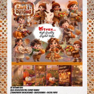 3D Autumn Kids PNG Bundle