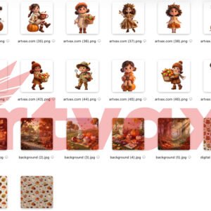 3D Autumn Kids PNG Bundle