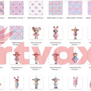 3D Pastel Cute Girls PNG Bundle