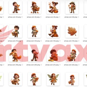 3D Autumn Kids PNG Bundle