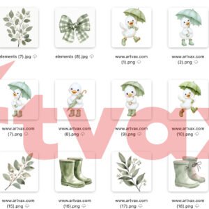 Watercolor Duckling PNG Bundle